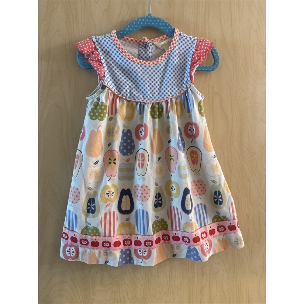 Matilda Jane Girls Quiz Me Tunic Apple print and blue gingham Size 18-24
